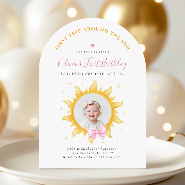 First Trip Around the Sun 1st Birthday Invitation (Créateur téléchargé)