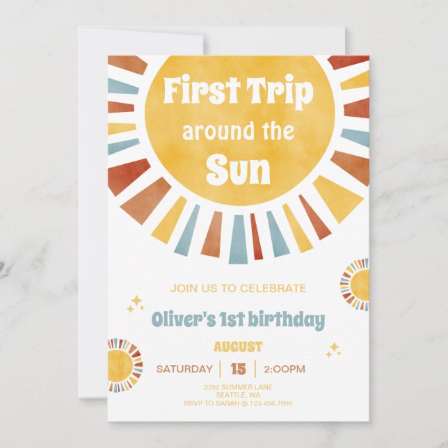 First Trip Around The Sun Invitation (Devant)