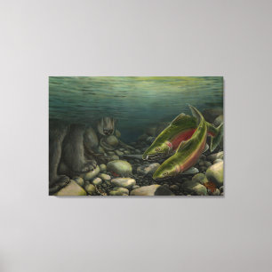 Fish Art Canvas Coho Saumon w. Impression du canev