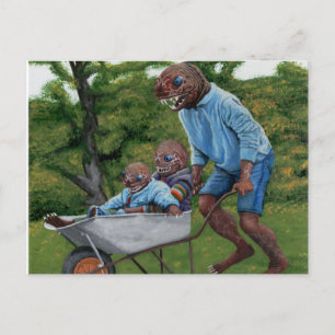 Fish Man Autumn Fun Imaginaire Art Carte postale