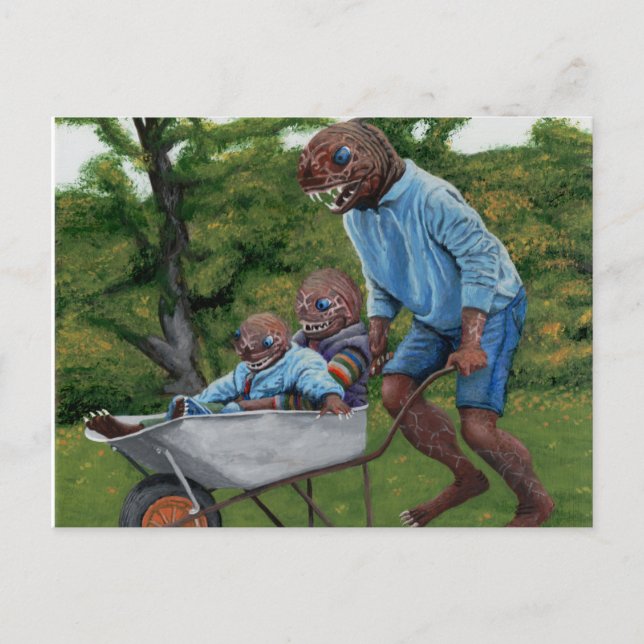 Fish Man Autumn Fun Imaginaire Art Carte postale (Devant)