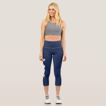 Fishers Island Yoga Capri Leggings - Blanc/Bleu