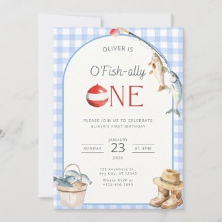 Fishing 1st Birthday Invitation O Fishally One