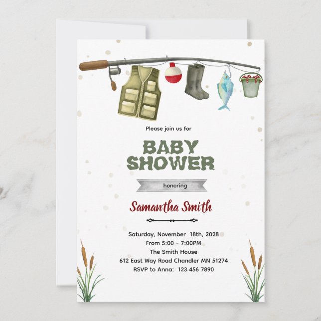 Fishing Baby Shower Invitation (Devant)