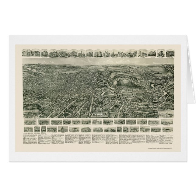 Fitchburg, carte panoramique de mA - 1915 (Devant horizontal)