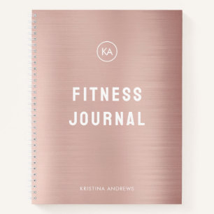 Fitness Journal Rose Rose Or Monogramme
