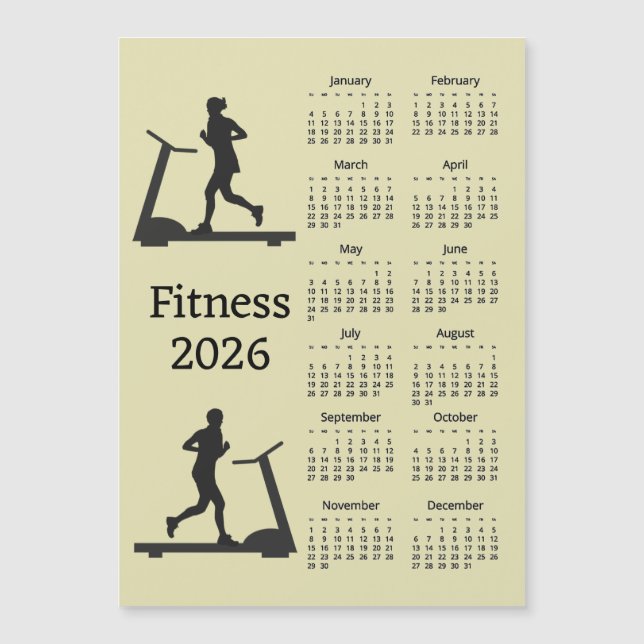 Fitness Treadmill 2026 Calendar Magnetic Card (Devant)