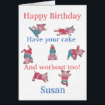 Fitness yoga Birthday Card<br><div class="desc">Funny fitness pig greeting card</div>