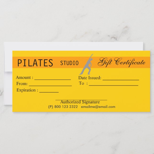 Fitness Yoga Pilates Certificat cadeau Délivrance (Devant)