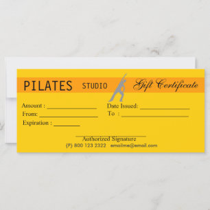 Fitness Yoga Pilates Certificat cadeau Délivrance