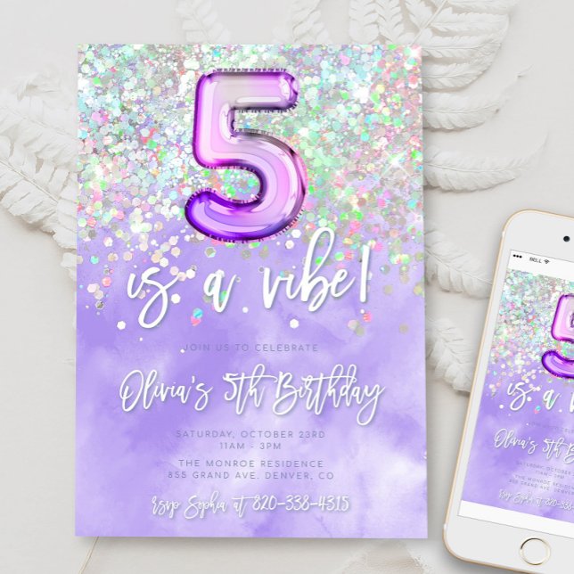 Five est Vibe 5e anniversaire Invitation Confetti  (Créateur téléchargé)