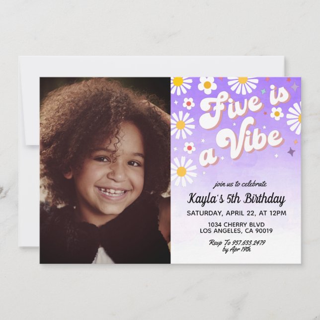 Five est Vibe 5th Portrait Anniversaire Invitation (Devant)