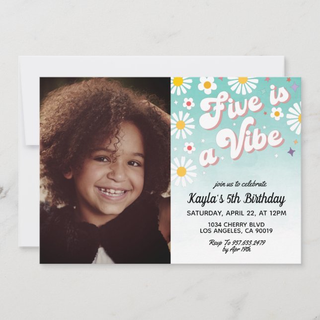 Five est Vibe 5th Portrait Anniversaire Invitation (Devant)