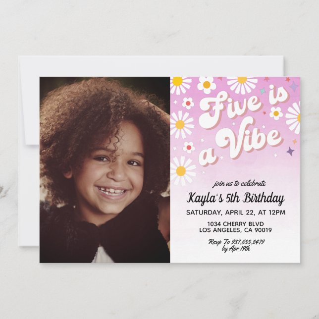 Five est Vibe 5th Portrait Anniversaire Invitation (Devant)