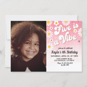 Five est Vibe 5th Portrait Anniversaire Invitation
