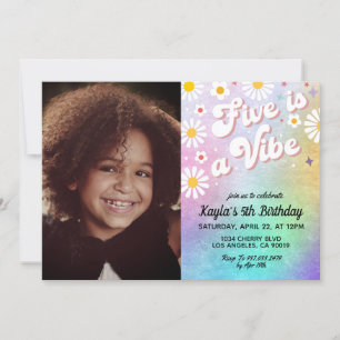 Five est Vibe 5th Portrait Anniversaire Invitation