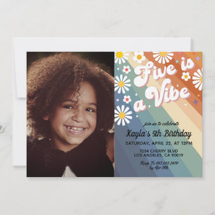 Five est Vibe 5th Portrait Anniversaire Invitation