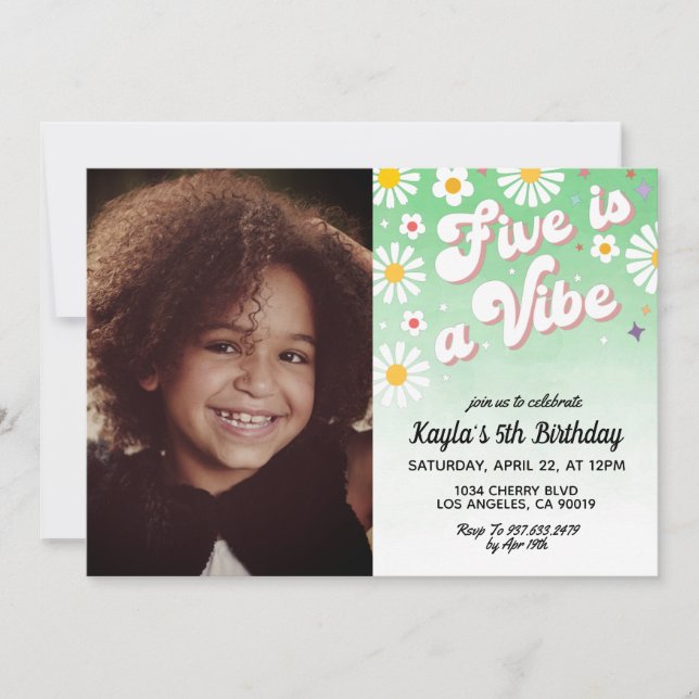 Five est Vibe 5th Portrait Anniversaire Invitation (Devant)