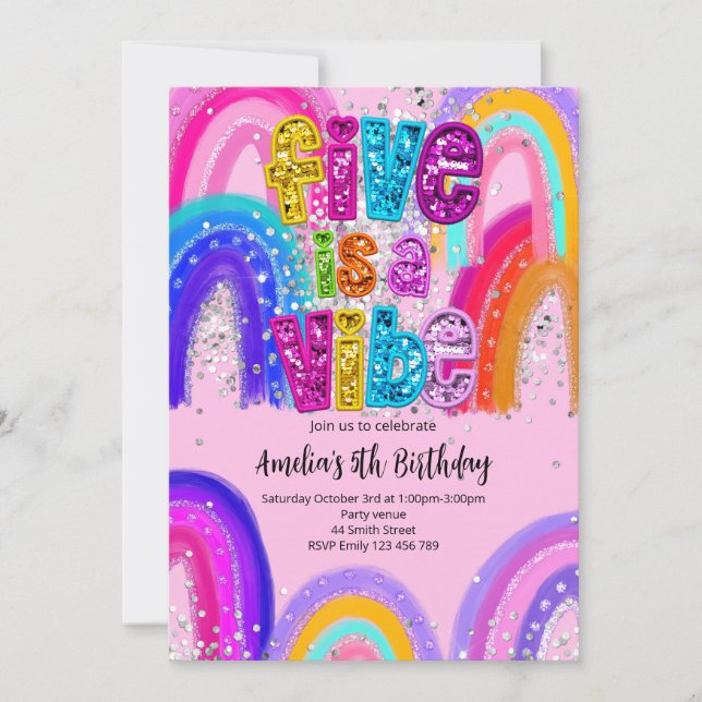 Five is a Vibe 5th Birthday Party Invitation (Devant)