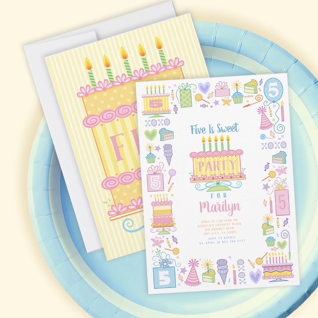 Five Is Sweet 5th Birthday Invitation (Créateur téléchargé)