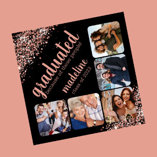 Five Photo Glitter Because of Grad Announcement