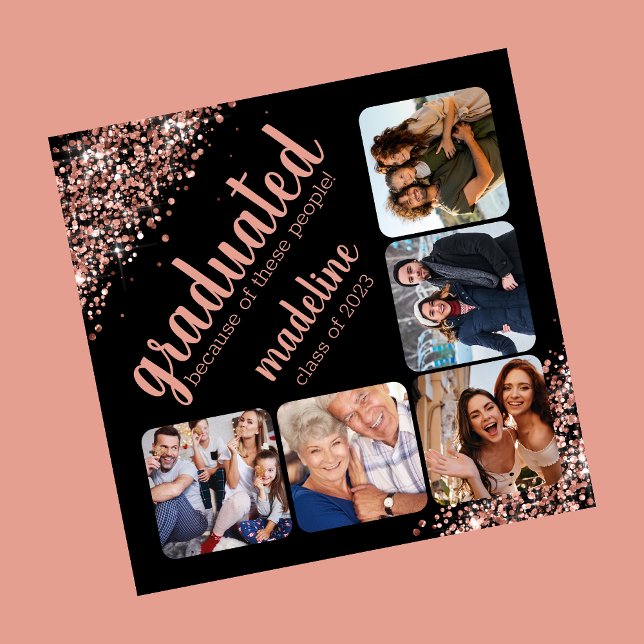 Five Photo Glitter Because of Grad Announcement (Créateur téléchargé)