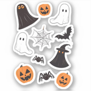 Fixez les autocollants Hallowin, citrouille, toile