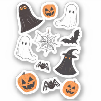 Fixez les autocollants Hallowin, citrouille, toile