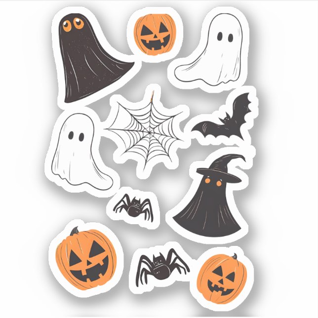 Fixez les autocollants Hallowin, citrouille, toile (Devant)