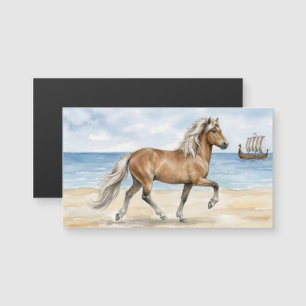 Fjara Cheval islandais aquarelle sur la plage