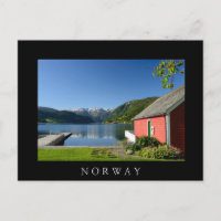 fjord norvégien et carte postale noire