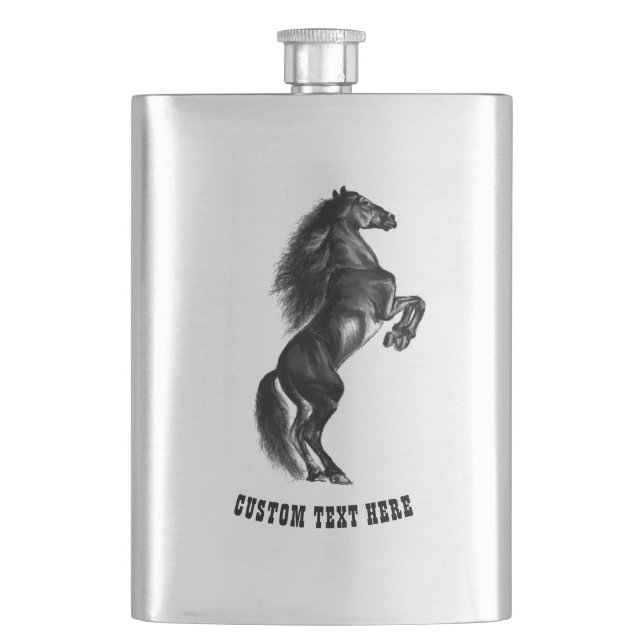 Flacon à cheval noir avec texte personnalisé (devant)