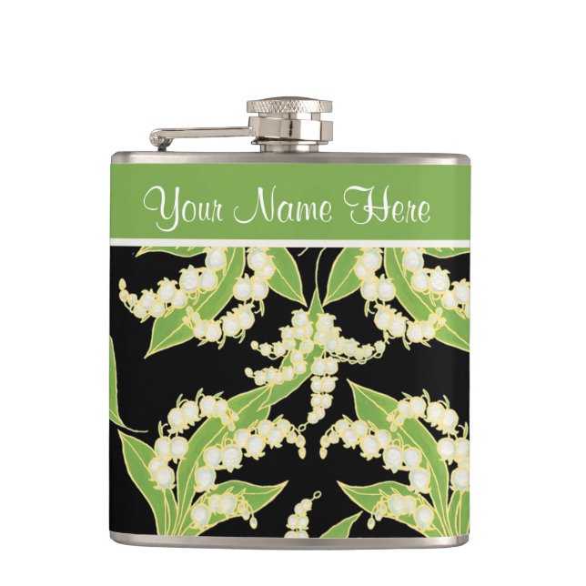 Flacon assez floral de hanche : Le muguet, noir (Devant)