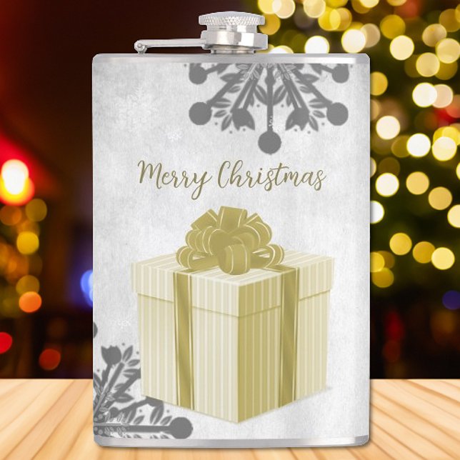 Flacon cadeau de Noël Or (Gold Christmas Gift Holiday Flask)