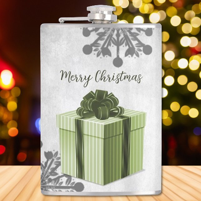 Flacon cadeau de Noël vert (Green Christmas Gift Holiday Flask)