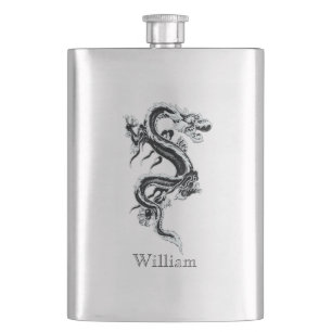 Flacon chinois gris de coutume de dragon