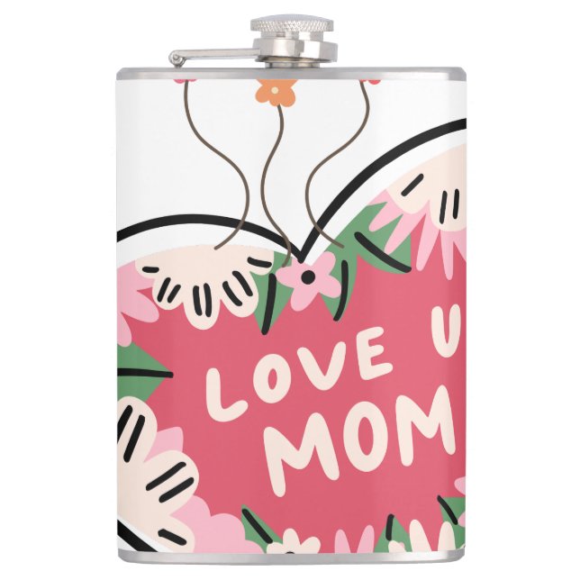 flacon Cœur floral "Je t'aime maman" (Devant)