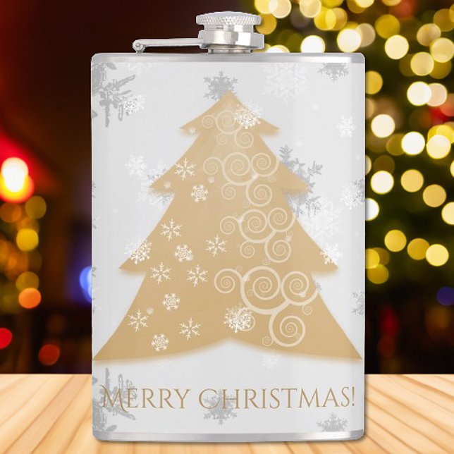 Flacon d'arbre de Noël de fête d'or (Gold Festive Christmas Tree Flask)