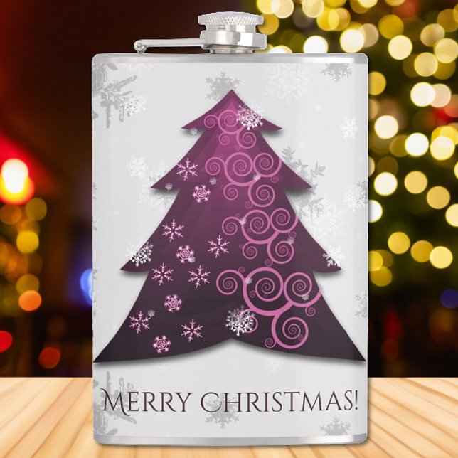 Flacon d'arbre de Noël magenta (Magenta Festive Christmas Tree Flask)