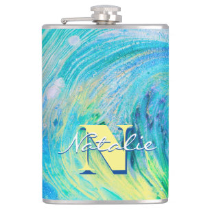 Flacon d'art de flux acrylique bleu Aqua