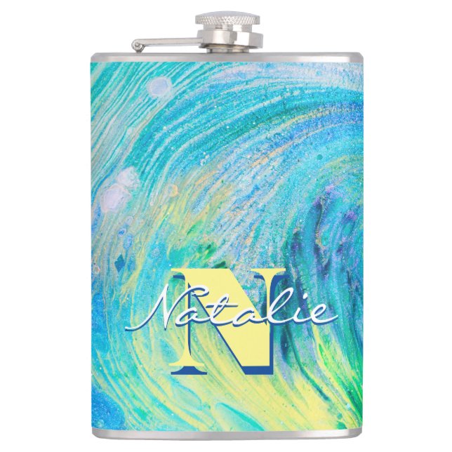 Flacon d'art de flux acrylique bleu Aqua (Devant)