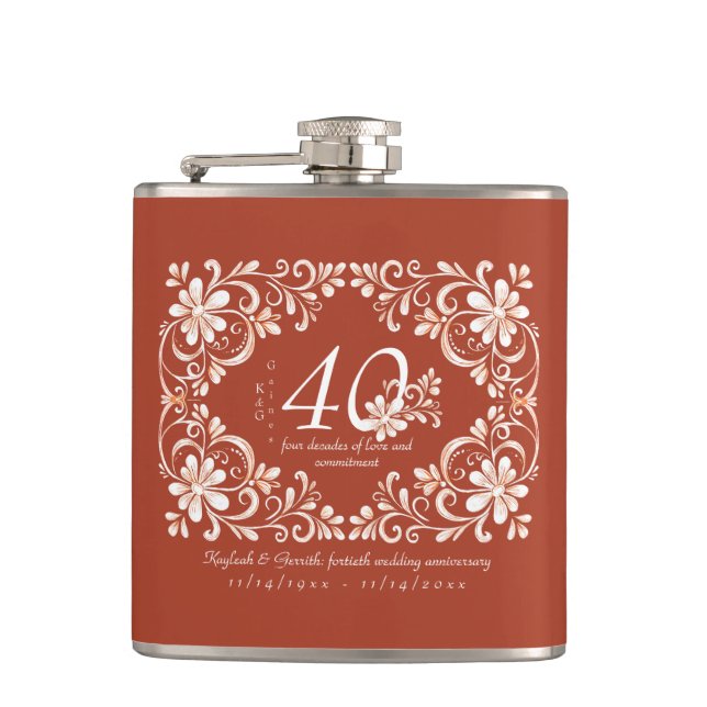 Flacon de 40e anniversaire de mariage Rouge Romant (Devant)