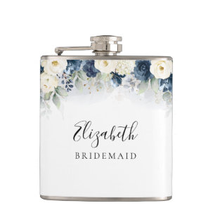 Flacon de Bridal Shower Bleu Nuit et Roses Blanche