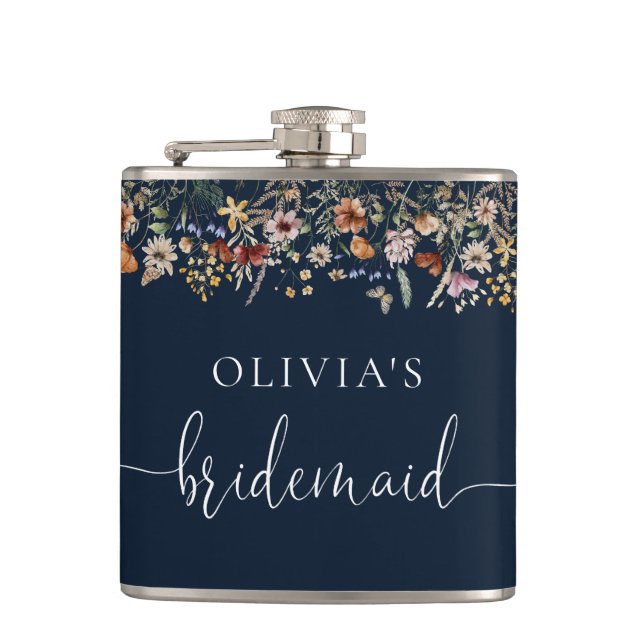Flacon de Mariage Fleur Sauvage Miniature Bleu Mar (Devant)