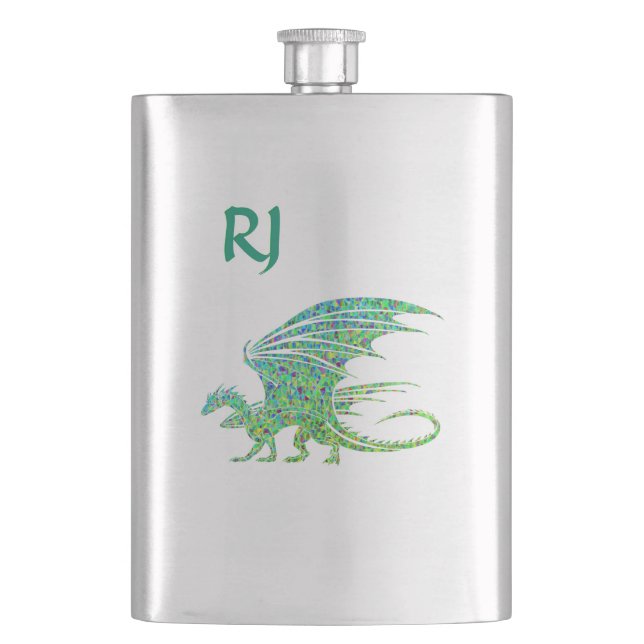 Flacon de monogramme de dragon vert de mosaïque Ex (devant)