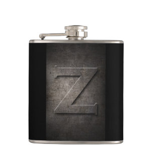 Flacon de monogramme Z en métal noir de bronze