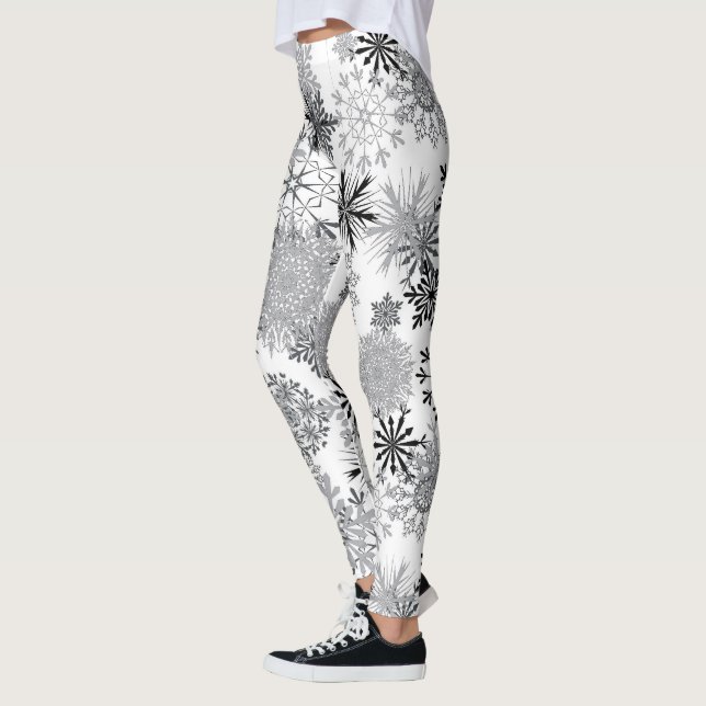 Flacon de neige gris blanc motif leggings Noël (Gauche)