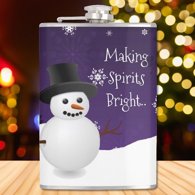 Flacon de Noël de Snowman violet (Purple Snowman Winter Scene Christmas Flask)