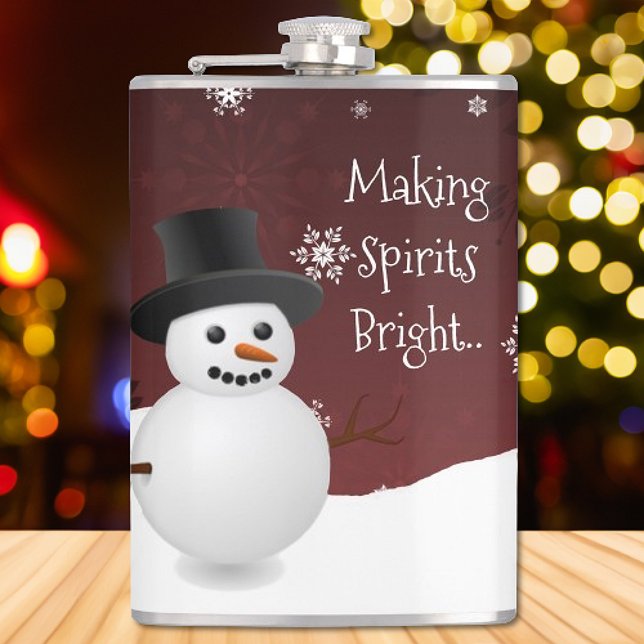 Flacon de Noël Red Snowman (Red Snowman Winter Scene Christmas Flask)