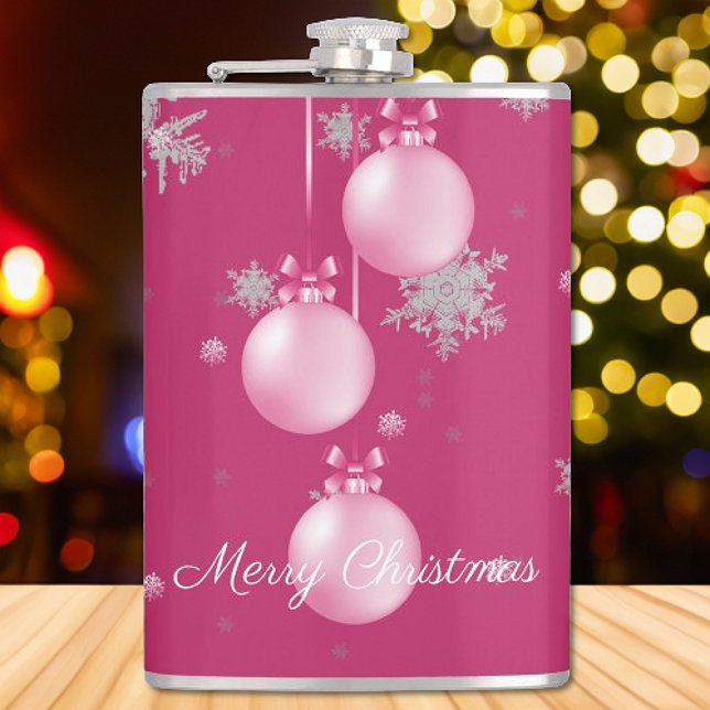 Flacon de Noël rose (Pink Christmas Ornaments Holiday Flask)